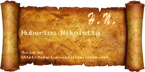 Hubertus Nikoletta névjegykártya